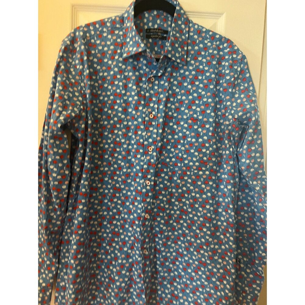 Men's dash & dot long sleeve button down shirt size Large
